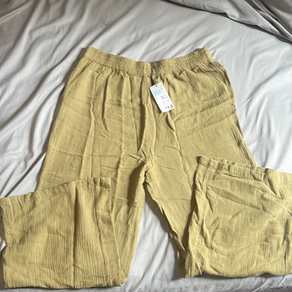 Sage green wide leg cotton pants